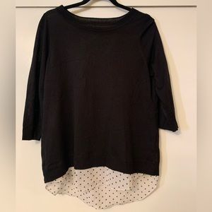 Black Sweater top with cute polka dot back accent